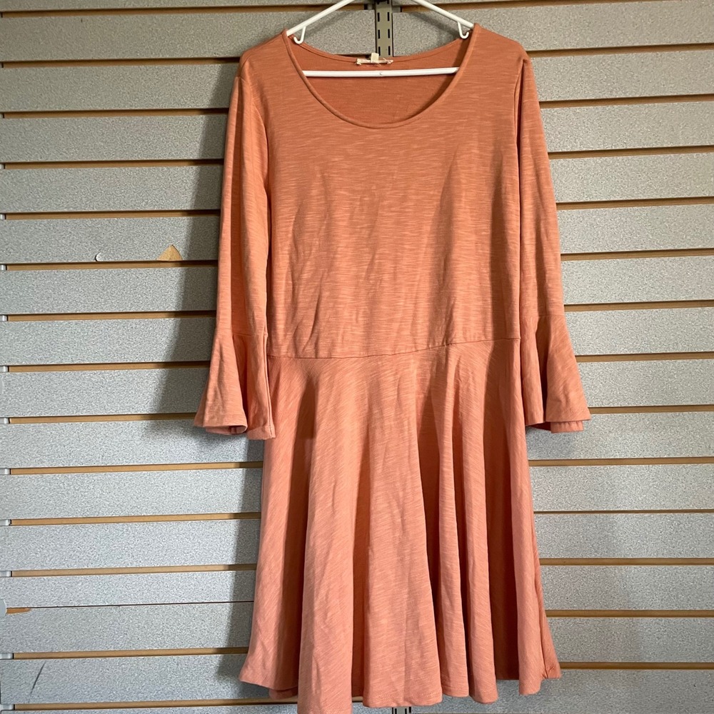 Copper Key‎ Womens XL Dress Bell Sleeve A Line Knit Coral Peach